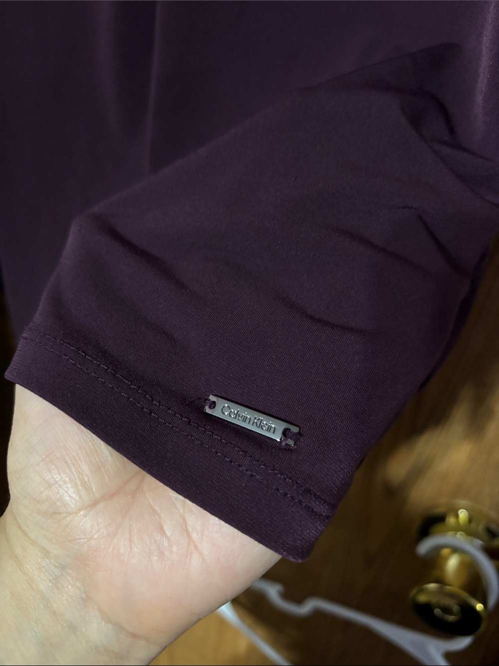 Calvin Klein Plum Ruffle-Neck Flutter Sleeve Blouse - Picture 7 of 7